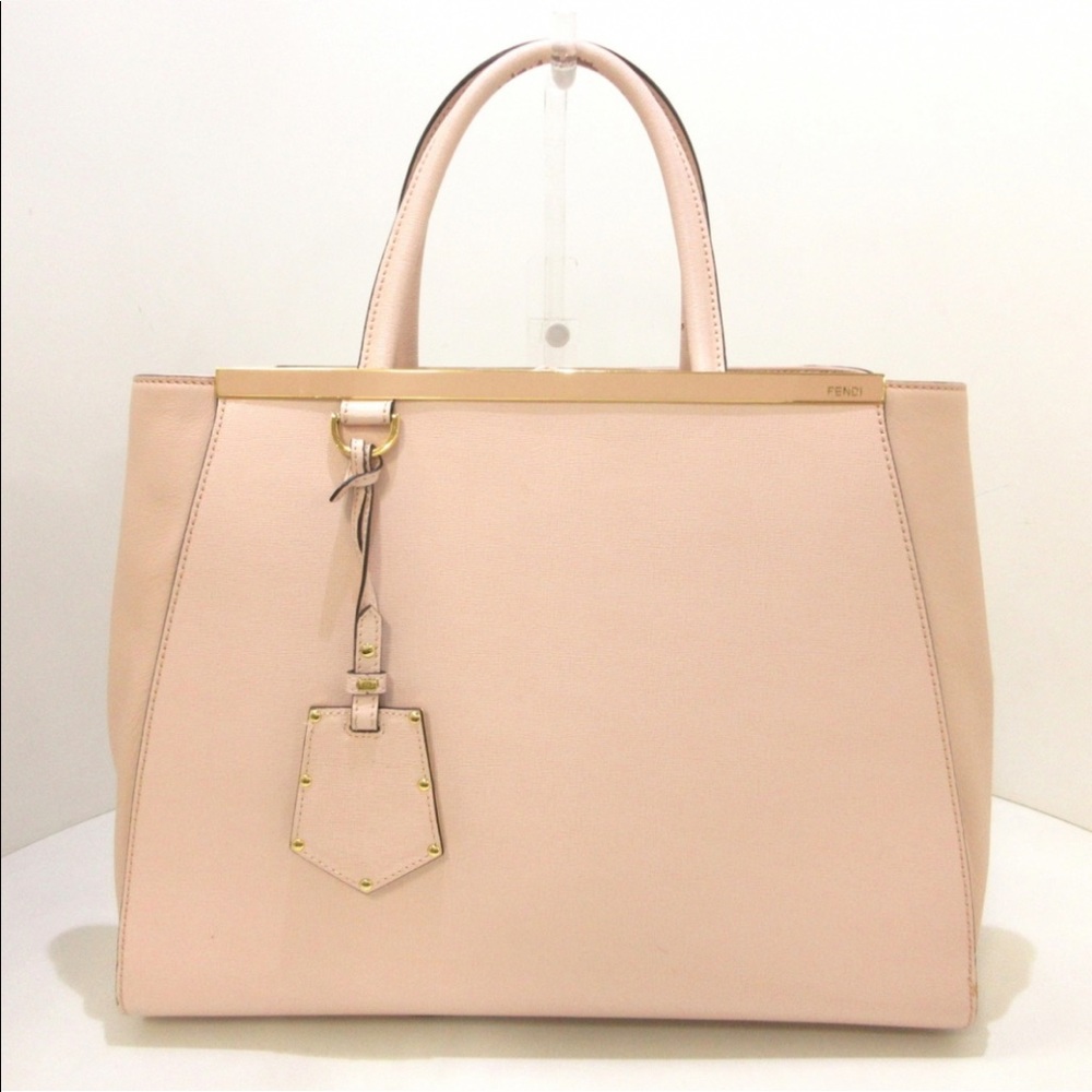 Fendi 2jours 8bh250 leather pink beige handbag